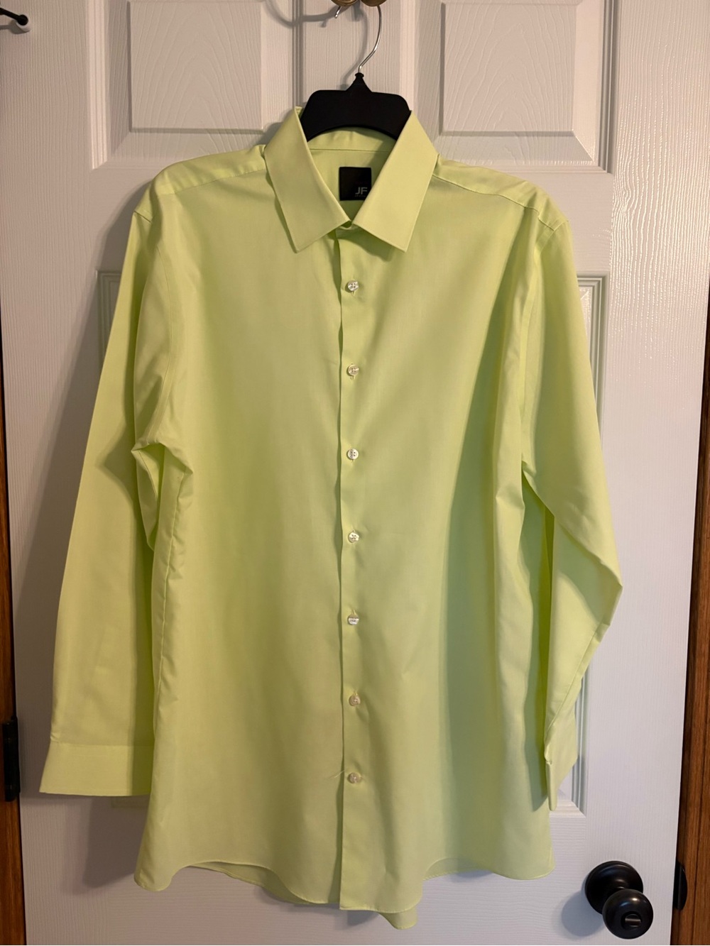 jf j.ferrar Men’s Light Lime Green Long Sleeve Dress Shirt